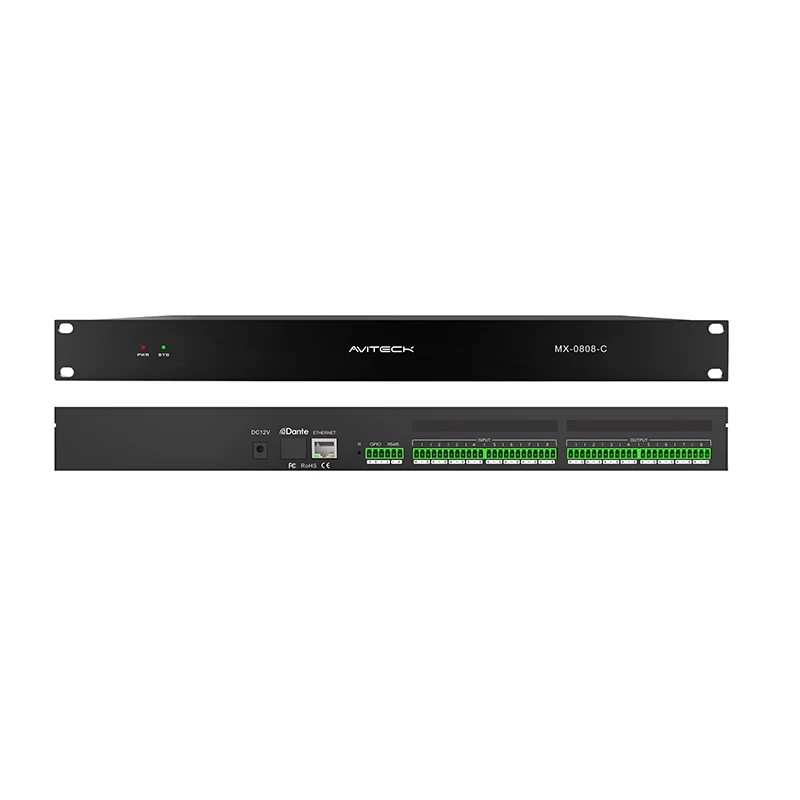12v Dante 8 in 8 Out Network Audio Processor