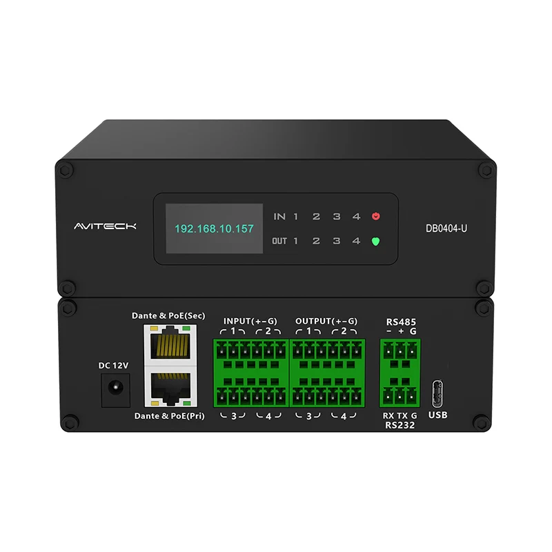 Wat maak die Dante 4 in 4 Out Network Audio Processor Box noodsaaklik vir moderne oudiostelsels?
